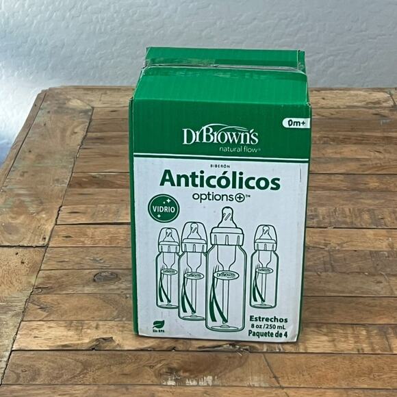 Dr Brown's Anti-Colic Narrow Glass Baby Bottles 0m+ Set of 4 8 oz 250 mL - Picture 2 of 9